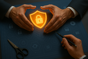 Cybersecurity shield protection scene