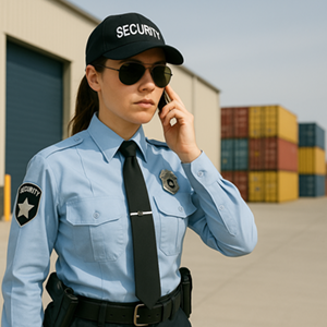 Female security guard on a call